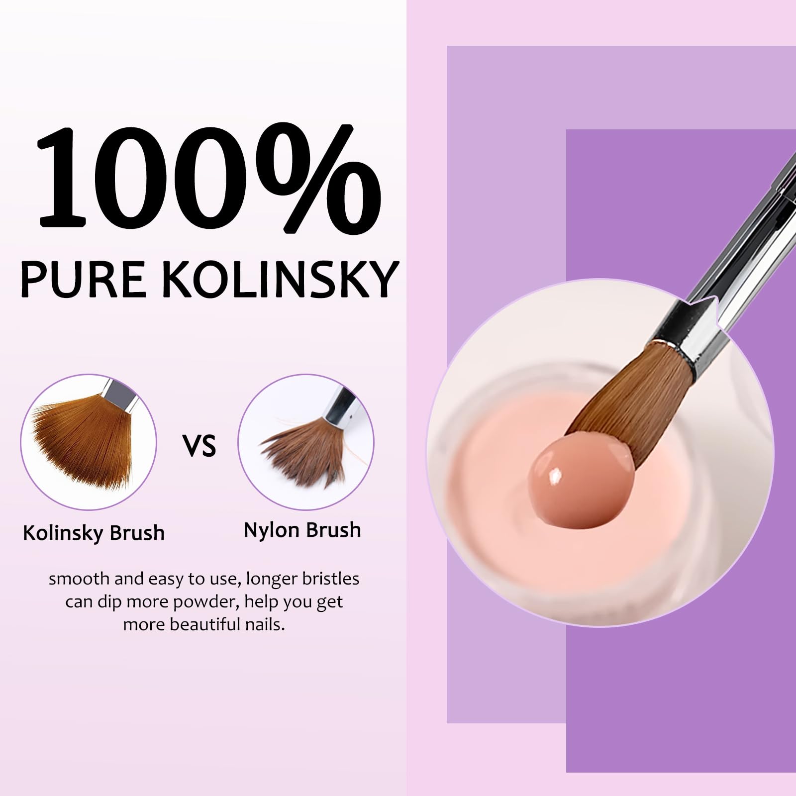 **Professional Kolinsky Acrylic Nail Brush Size 12 - 100% Natural Hair for Acrylic Application & Nail Art - Perfect for DIY Manicure, Home Salon & Professional Use (Gradient Design)** - Ideal for Acrylic Nails, Gel Extensions & Detailed Nail Art Designs