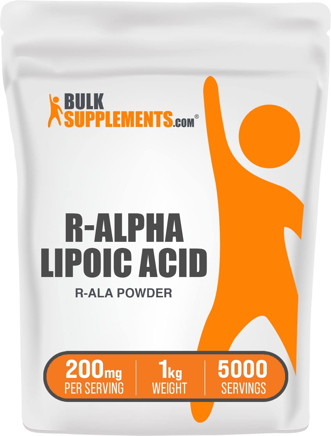 BulkSupplements.com R-Alpha Lipoic Acid Powder 200mg - Premium R-ALA Antioxidant Supplement, Gluten Free, 1kg (2.2 lbs) - Supports Energy Metabolism & Cellular Health for Active Lifestyles