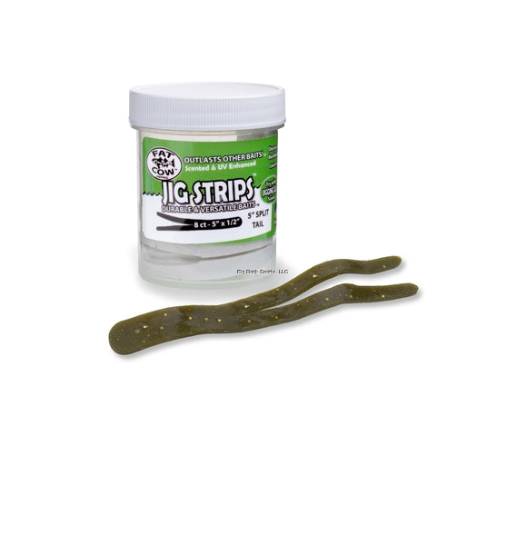 Fat Cow Fishing Jig Strips - Split Tail Soft Plastic Bait, 5 Pack (1/2 oz) for Bass, Walleye & Saltwater Fishing | Great for Jigging, Casting & Trolling