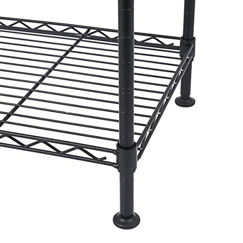 4-Tier Heavy Duty Metal Wire Shelving Unit - 19.7”L x 11.8”W x 31.5”H Black Storage Rack for Kitchen, Pantry, Closet & Laundry Organization - Space-Saving Durable Shelves for Home & Office Use
