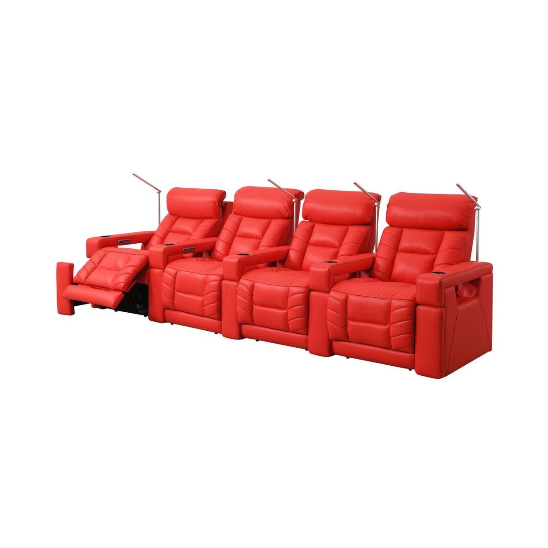RowOne 4-Piece Recliner Set - Ultra Soft Fabric Sectional Sofa with Cup Holders and USB Ports | Perfect for Living Room, Home Theater, and Family Gatherings
