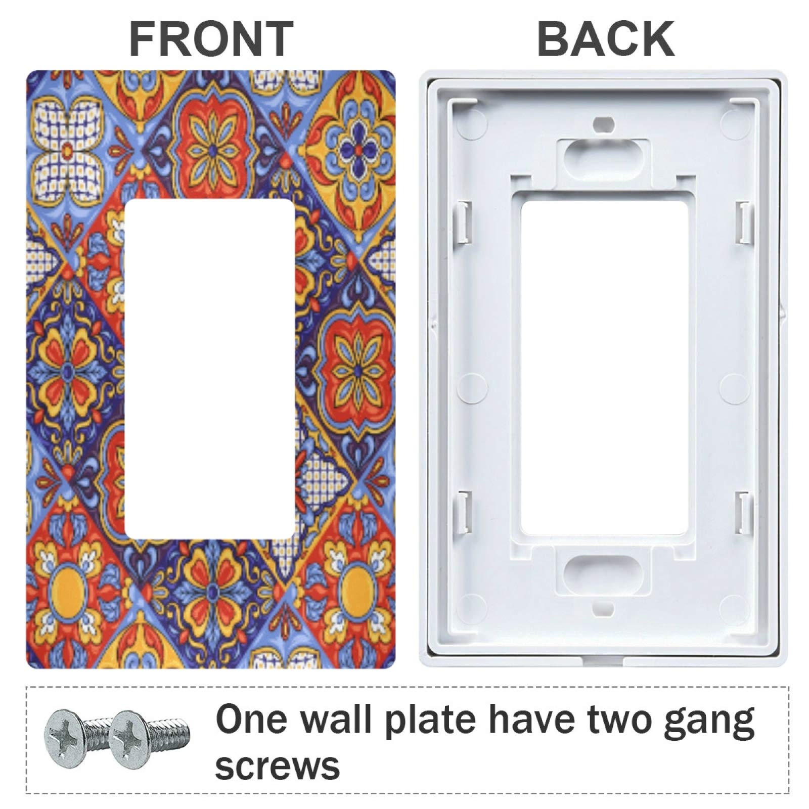 Blueangle Mexican Ceramic Tile Pattern Insulated Light Switch Cover - Decorative Outlet Wall Plate, 1-Gang 4.6