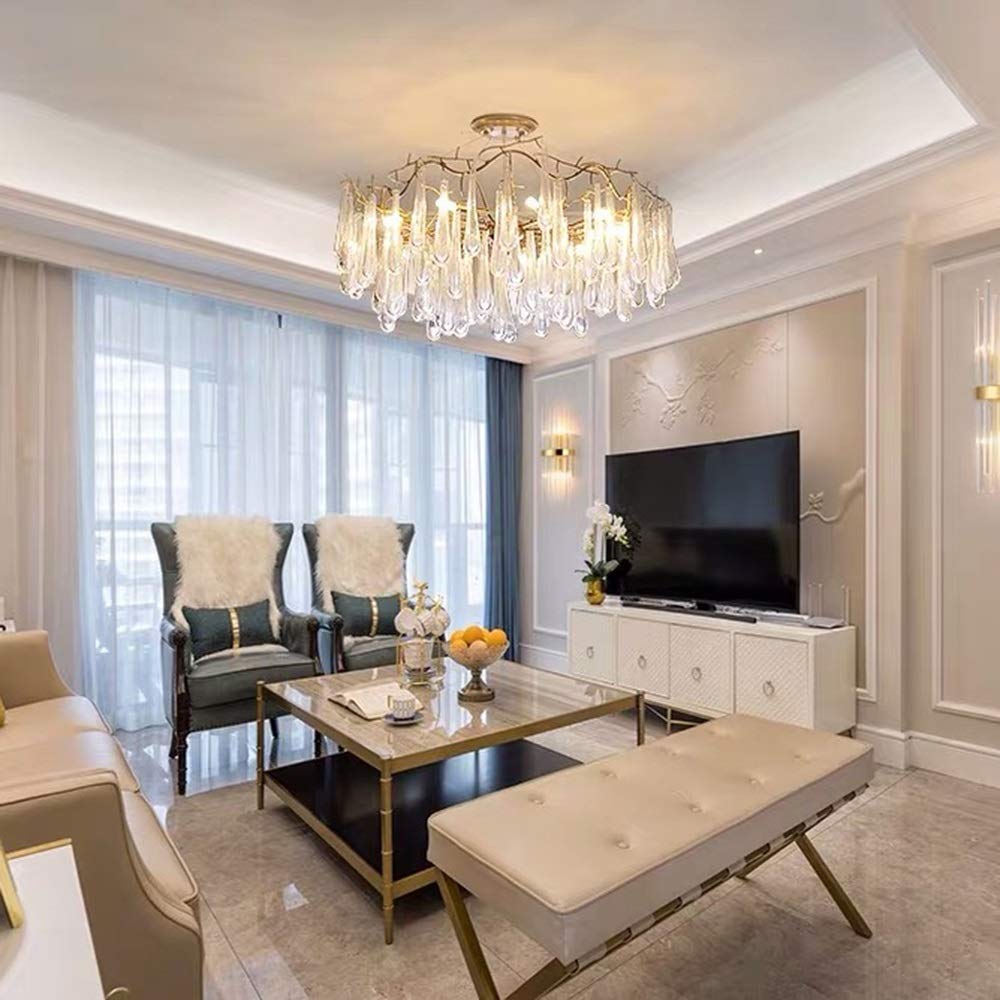 Modern Crystal Chandelier - French Nordic Style Luxury Ceiling Light for Living Room, Dining Room & Bedroom - Elegant Home Decor for Wedding, Hotel, Restaurant & Villa Lighting