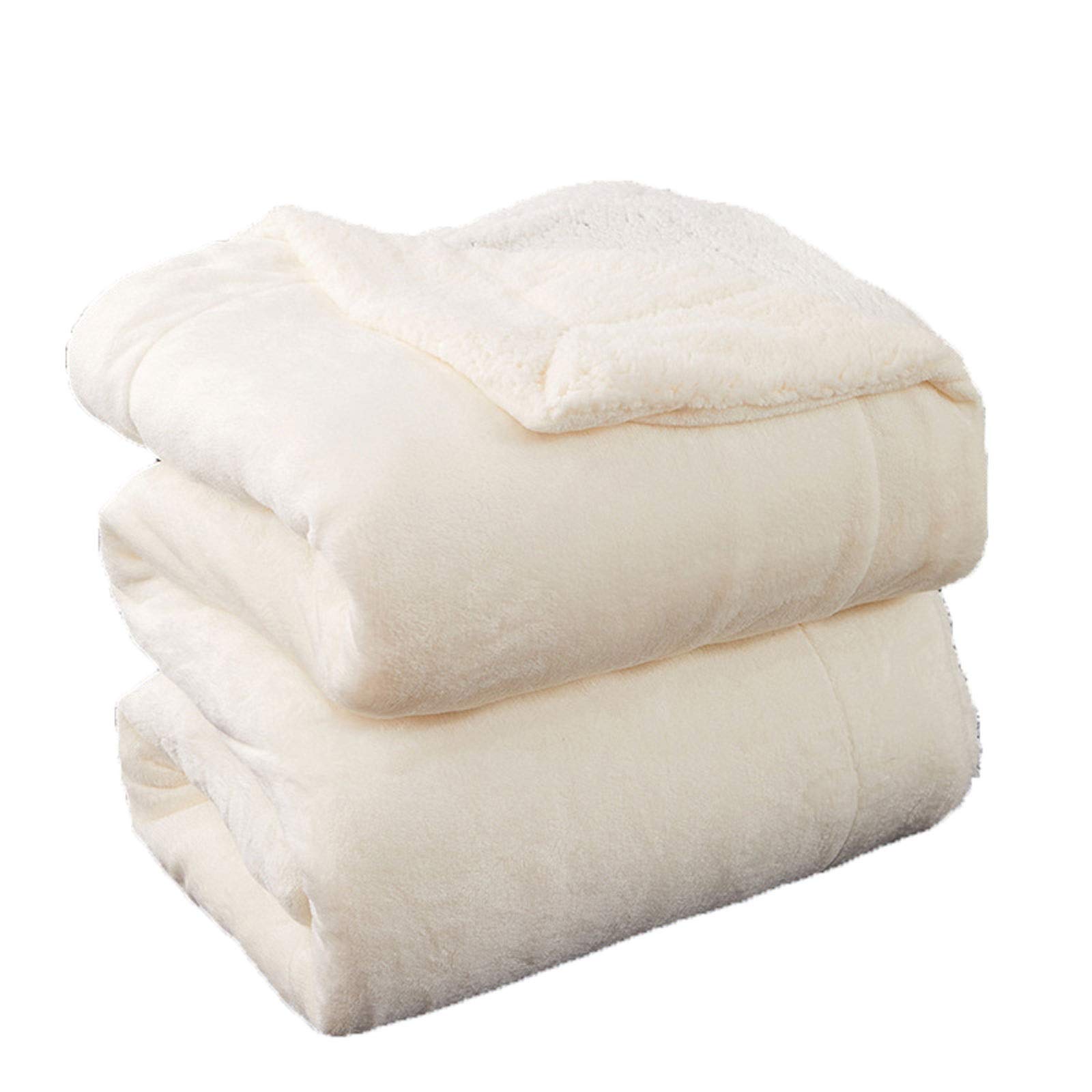 Queen Size Reversible Fleece Throw Blanket - Ultra Soft & Warm Double Sided Microfiber Blanket for Bed & Couch (79x91 inches, White) - Perfect for Winter Nights, Movie Time & Cozy Home Decor