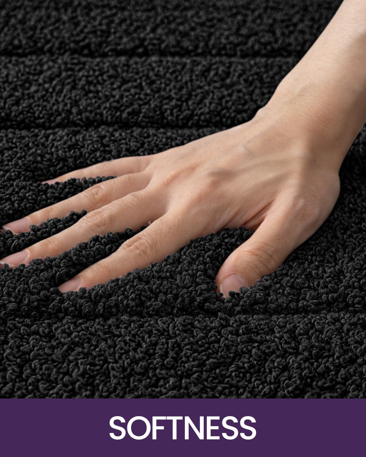 DEXI Non-Slip Bathroom Rug 24x16 Inches, Super Absorbent Quick Dry Shower Mat with Rubber Backing, Machine Washable Soft Microfiber Bath Carpet for Bathroom Floor - Perfect for Bathroom, Shower, and Spa Use (Black)