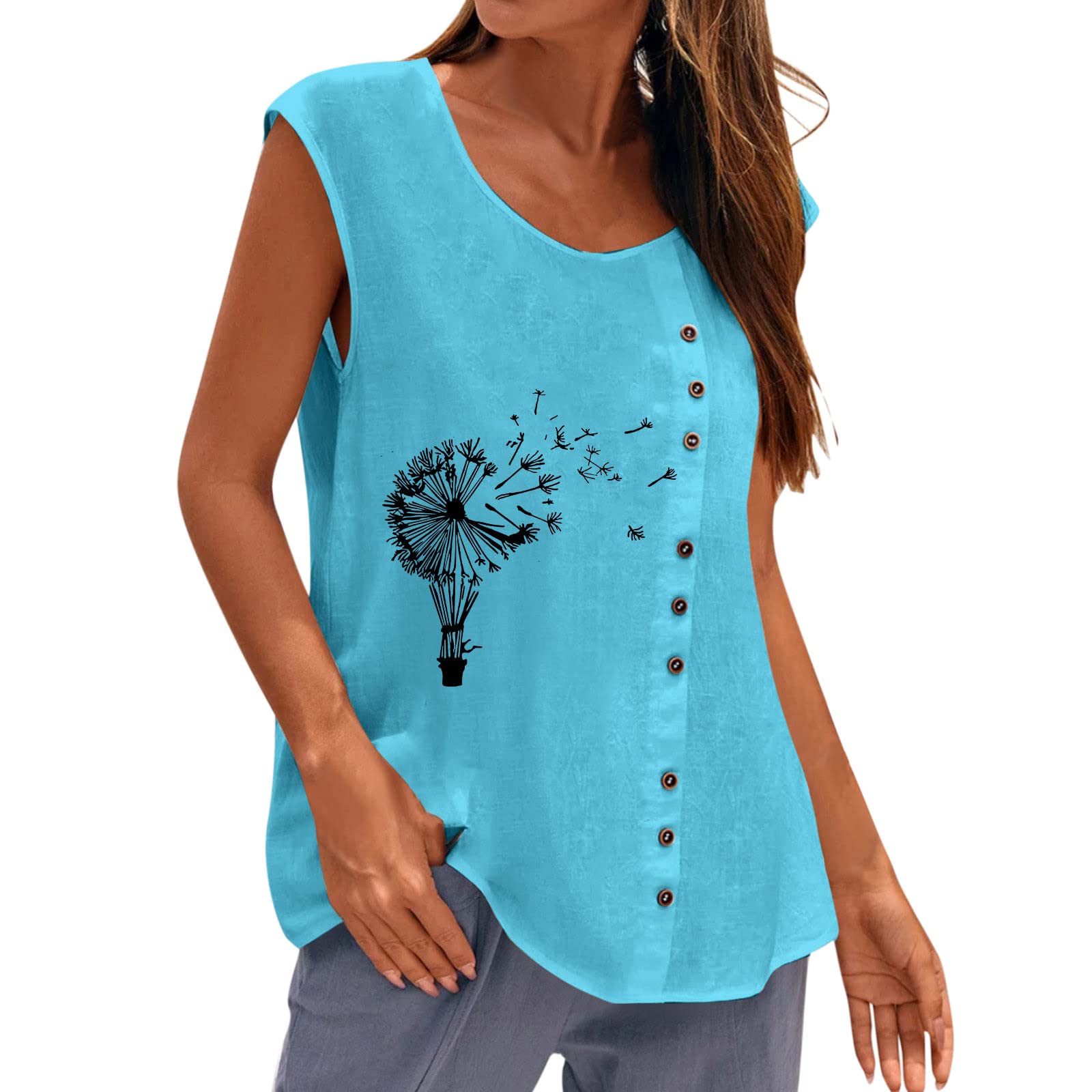Women's Casual Summer V-Neck Sleeveless Tank Tops - Basic Side Split T-Shirts for Beach, Gym & Everyday Wear