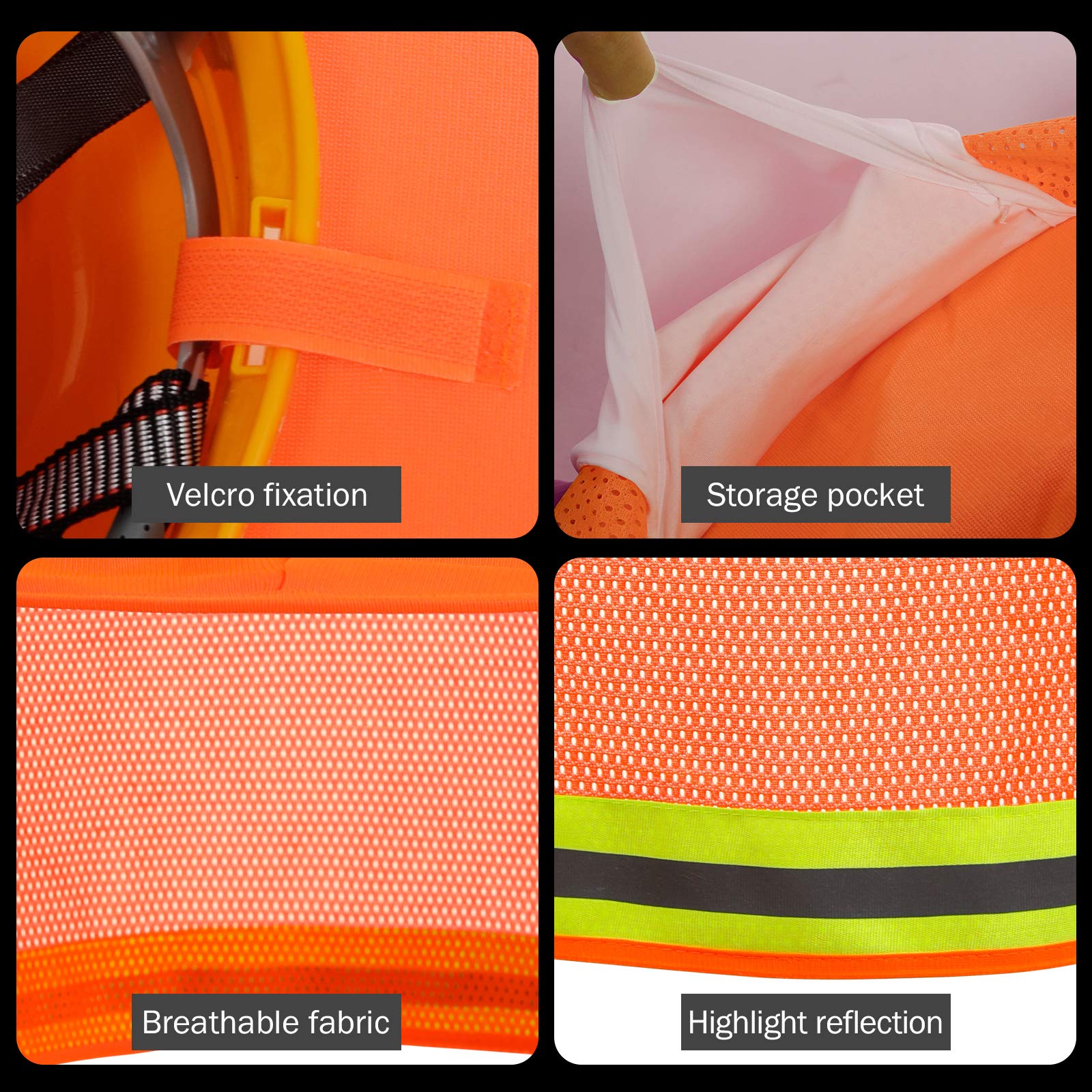 High Visibility Hard Hat Sun Shade & Neck Visor with Reflective Strip - Full Brim Safety Accessory for Men & Women (4 Pack, Orange) - Perfect for Construction, Road Work & Outdoor Labor Protection