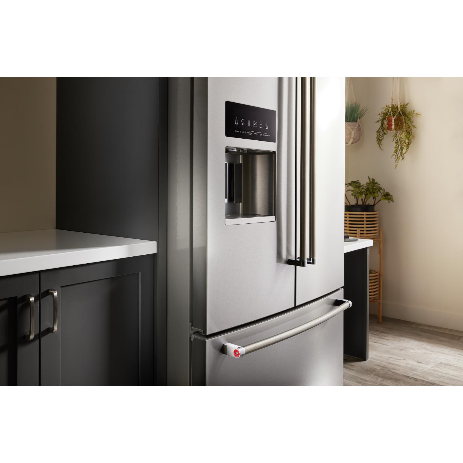 KitchenAid 36-Inch French Door Refrigerator with 3 Doors - KRFF577KPS - Stainless Steel Finish - Perfect for Modern Kitchens & Large Families