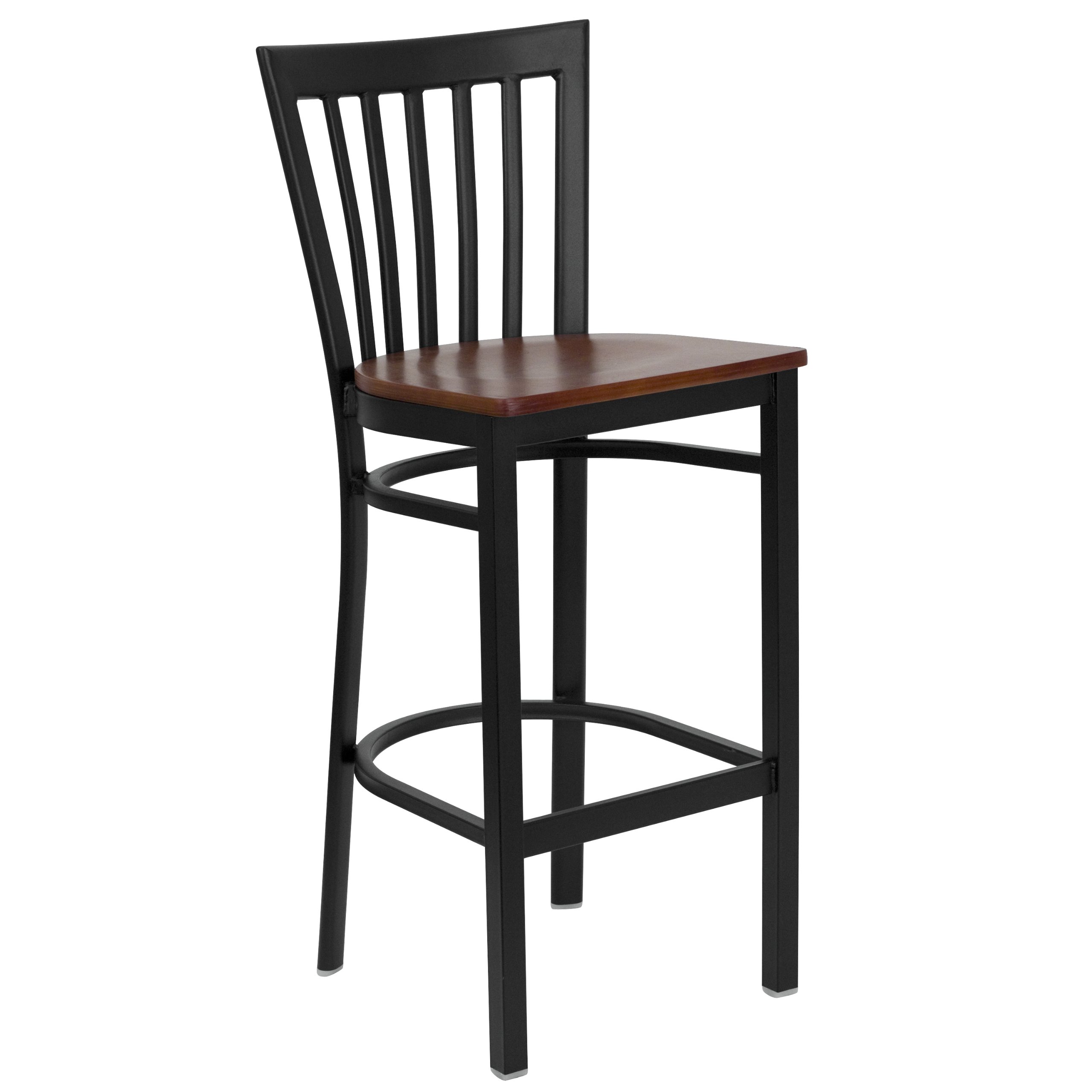 Flash Furniture HERCULES Series Black Metal Bar Stool with Cherry Wood Seat - Heavy Duty School & Restaurant Stool for Kitchen, Bar, Diner & Commercial Use