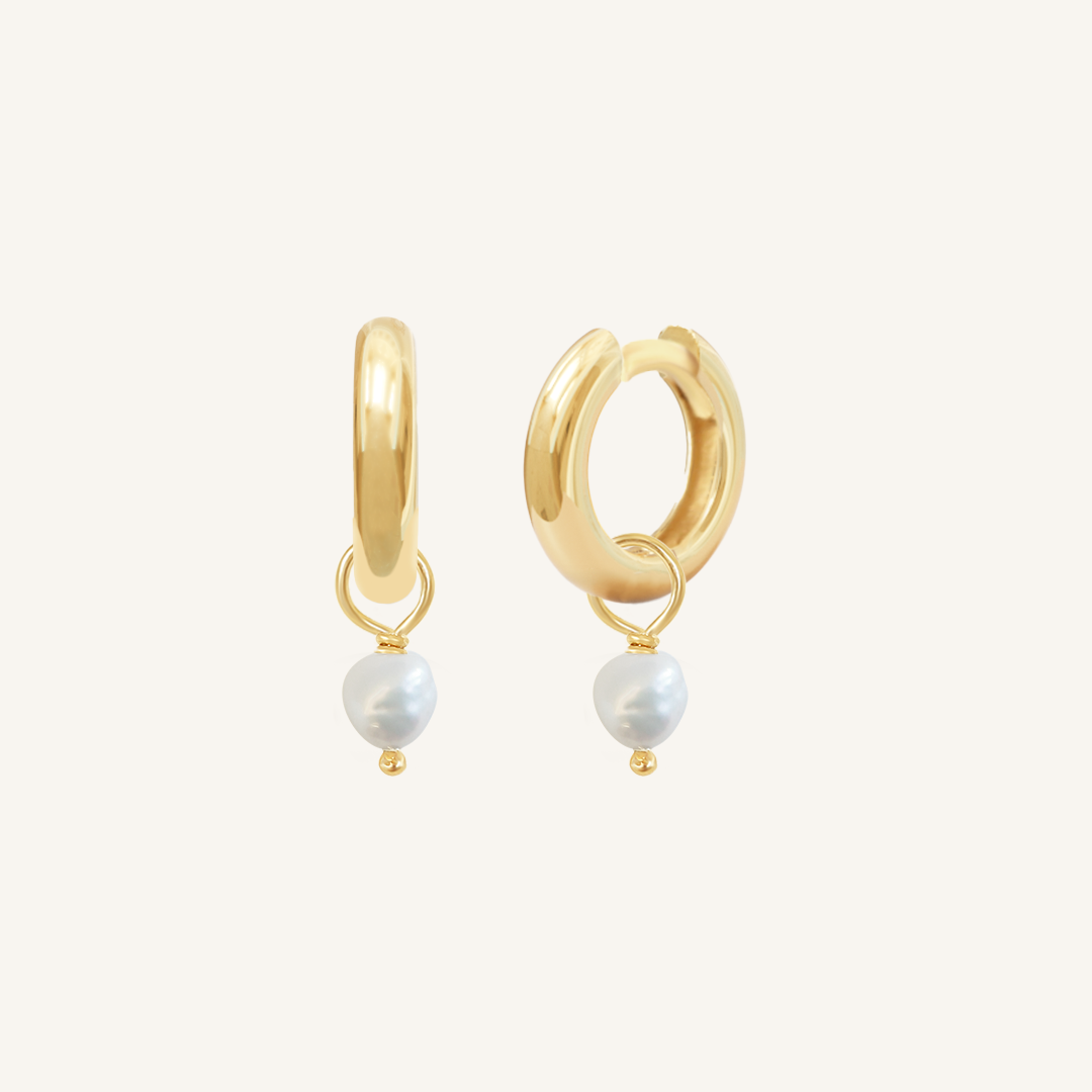 Elegant Pearl Hoop Earrings for Women - 14K Gold Plated Dainty Pearl Stud Earrings | Perfect for Weddings, Parties & Everyday Wear