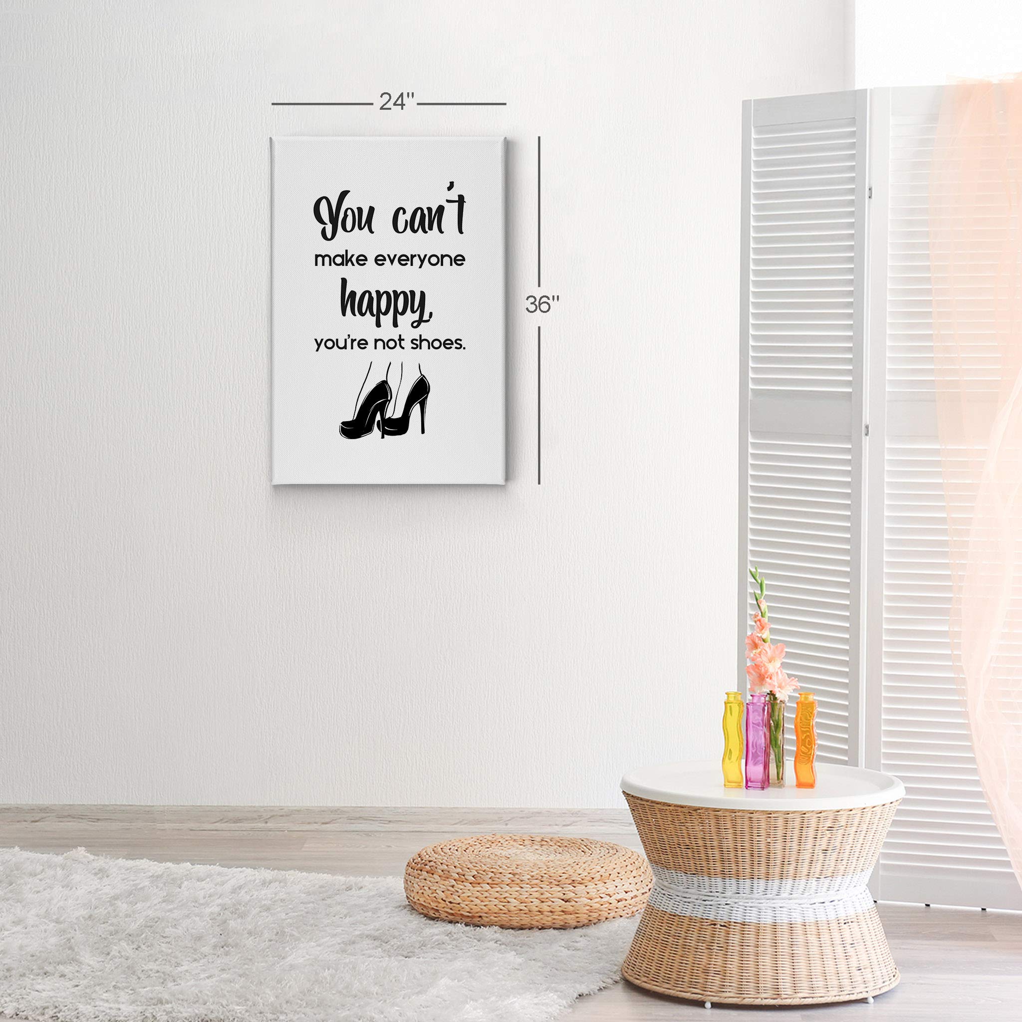Smile Art Design 'You Can’t Make Everyone Happy You’re Not Shoes' Quote - High Heels Fashion Canvas Print Wall Art for Girls Room, Women's Dorm, Bedroom & Living Room Decor - Ready to Hang 40x30 - Perfect for Fashion Lovers & Home Styling
