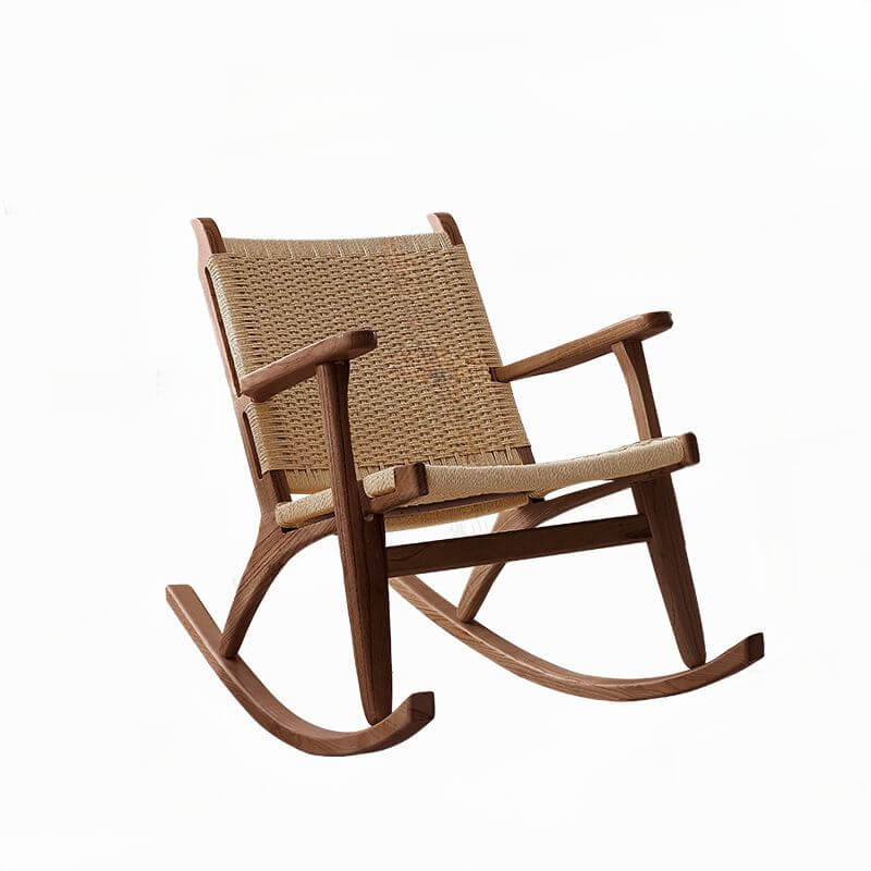 Comfortable Wooden Front Porch Rocking Chair with High Back Support - Perfect for Relaxing on Your Patio, Deck, or Garden