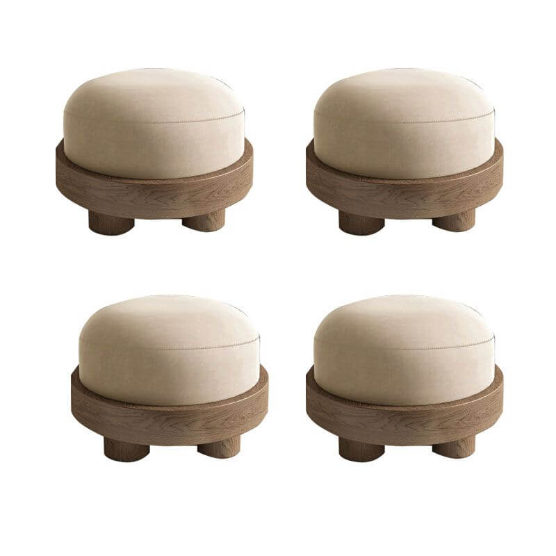 Small Modern Flannel Round Ottoman - Stylish & Functional Footrest Pouf for Living Room, Bedroom, or Nursery Decor - Cozy Home Accent Furniture