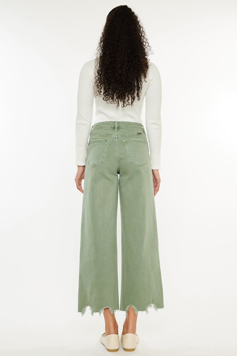 Savie Women's High Waist Cropped Wide Leg Jeans - Comfortable Stretch Denim Pants for Casual Outfits & Street Style