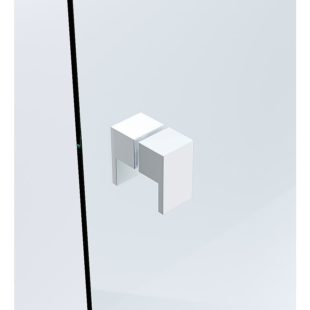 Frameless Shower Screen 100cm Wall to Wall with White Channel & Stainless Steel Hinges - Square Double Pull Handle for Modern Bathroom Renovation
