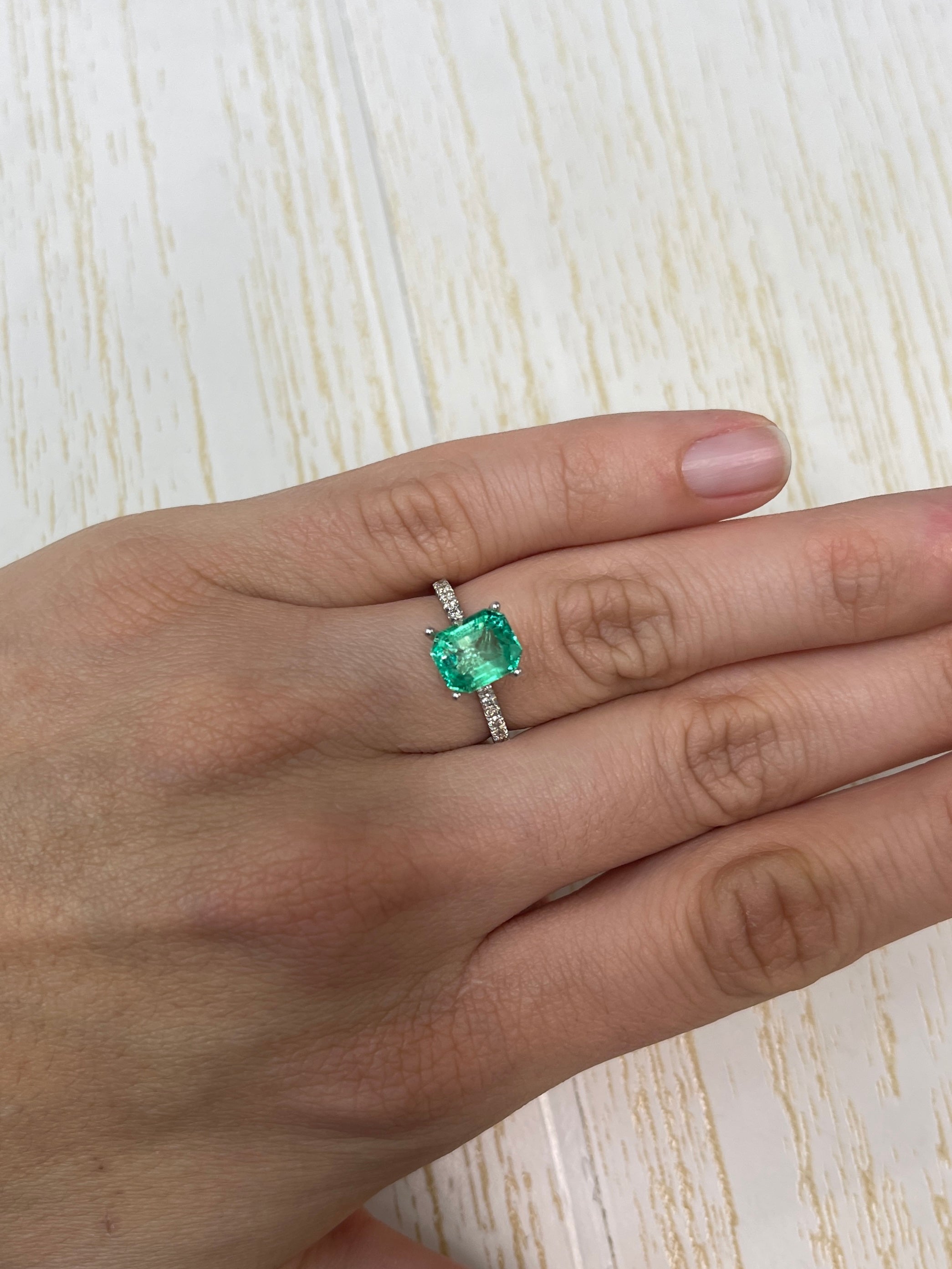 2.14 Carat 9x7mm Muzo Yellowish Green Natural Loose Colombian Emerald - Emerald Cut Gemstone for Jewelry Making, Engagement Rings & Collector's Items