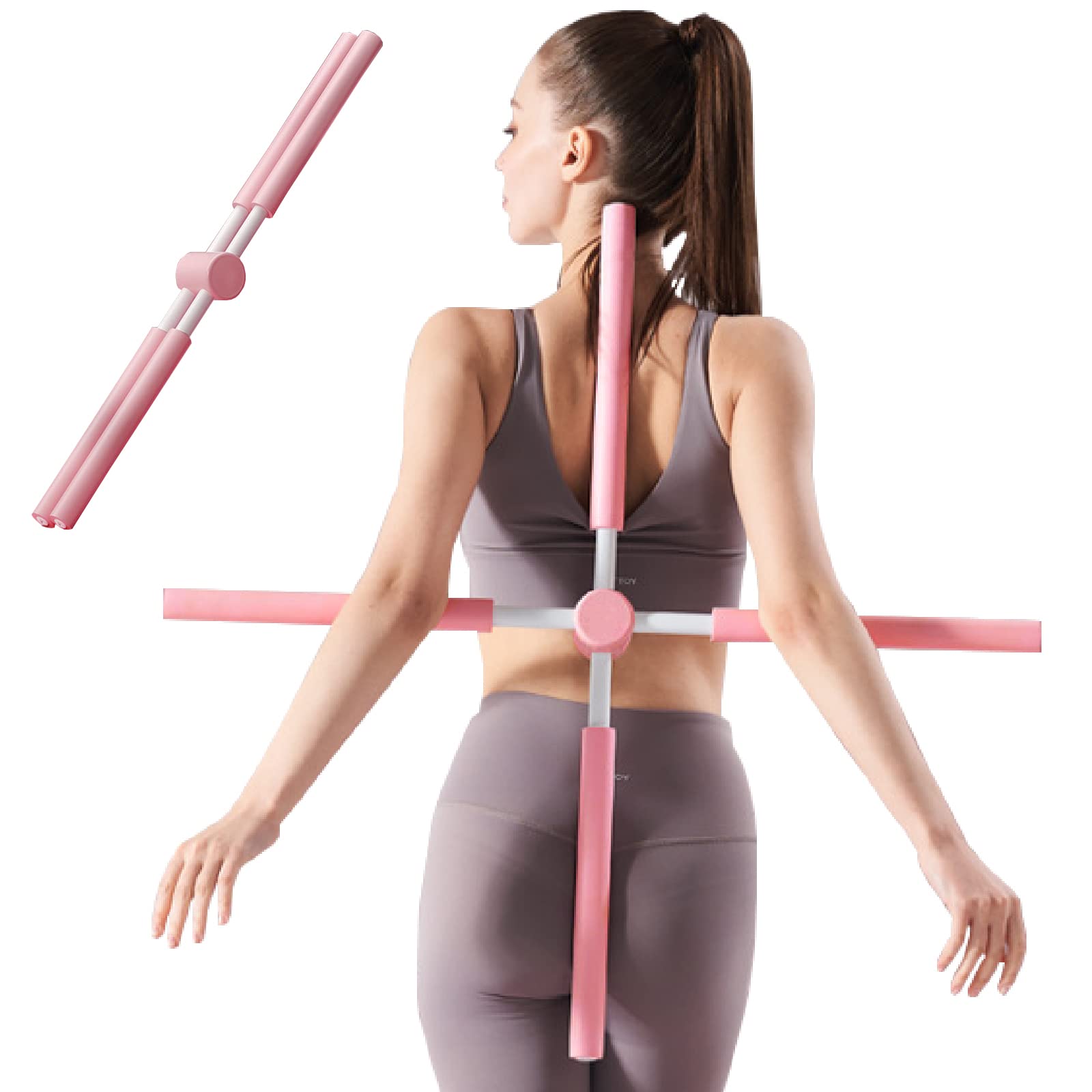 Yoga Stick for Posture Correction & Stretching - Back Support & Lung Opener for Fuller Breathing - Home Exercise Equipment for Women & Kids - Perfect for Yoga, Pilates & Fitness Training