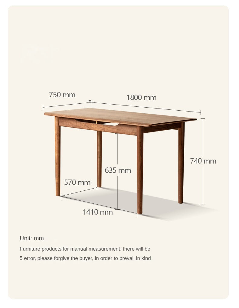 Premium Black Walnut Solid Wood Large Coffee Table - Modern Minimalist Design for Living Room, Lounge & Office