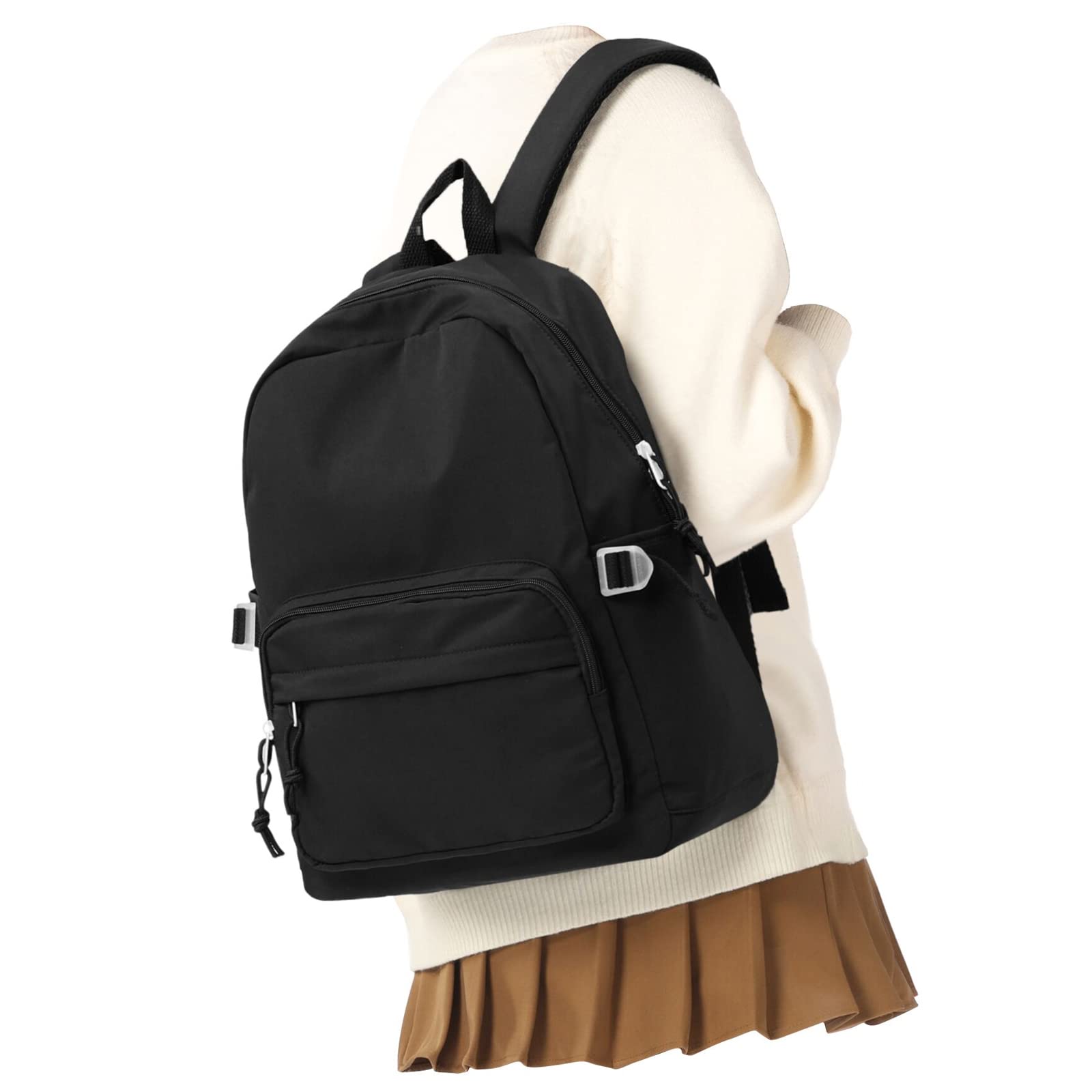 WEPOET Waterproof Lightweight Backpack for School, College, Travel - Stylish Black Bookbag for Women, Men, Teens - Perfect for Daily Use, Commuting & Outdoor Activities