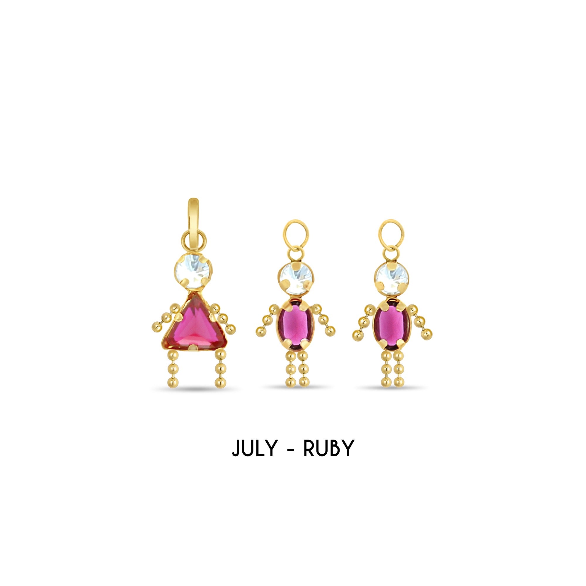 14K Yellow Gold Vintage Baby Birthstone Charms - Personalized Jewelry Gift for Newborns, Christening & Baby Showers