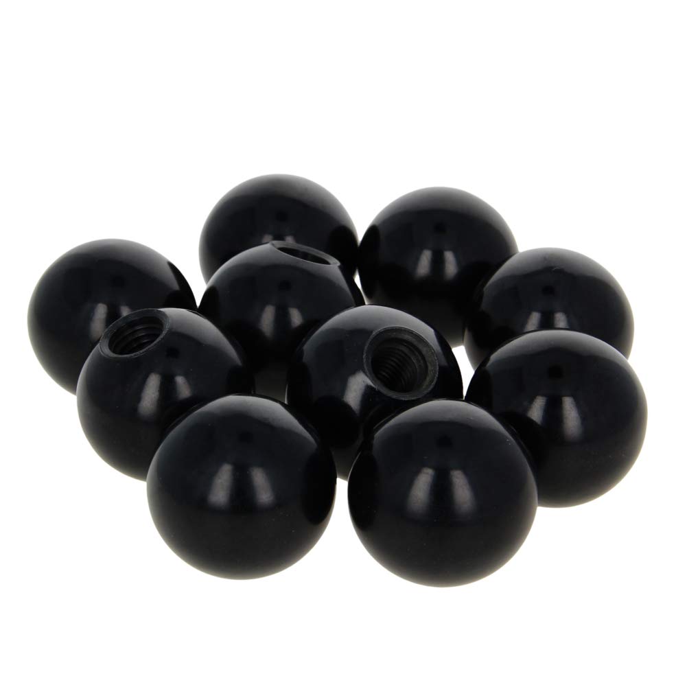 10Pcs M10 Female Thread Thermoset Ball Knobs - 32mm Diameter Bakelite Handles with Smooth Rim (Black) - No Twist Design for Lawn Mowers, Exercise Equipment & DIY Projects - Durable Replacement Parts for Machinery and Tools