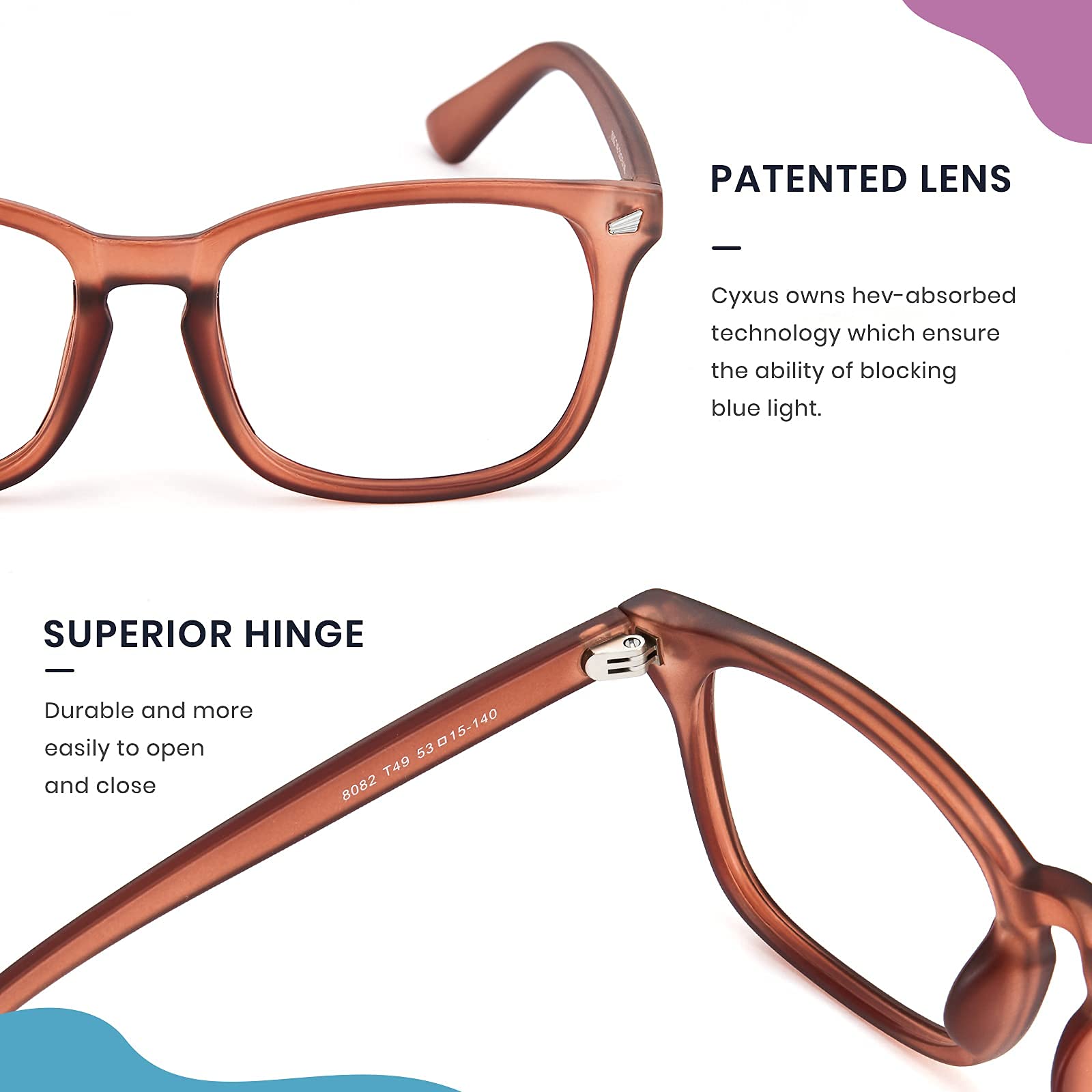 Cyxus Blue Light Blocking Glasses for Men & Women - Anti Eye Strain, UV Protection, Computer & Gaming Glasses - Perfect for Office Work, Online Classes & Screen Time