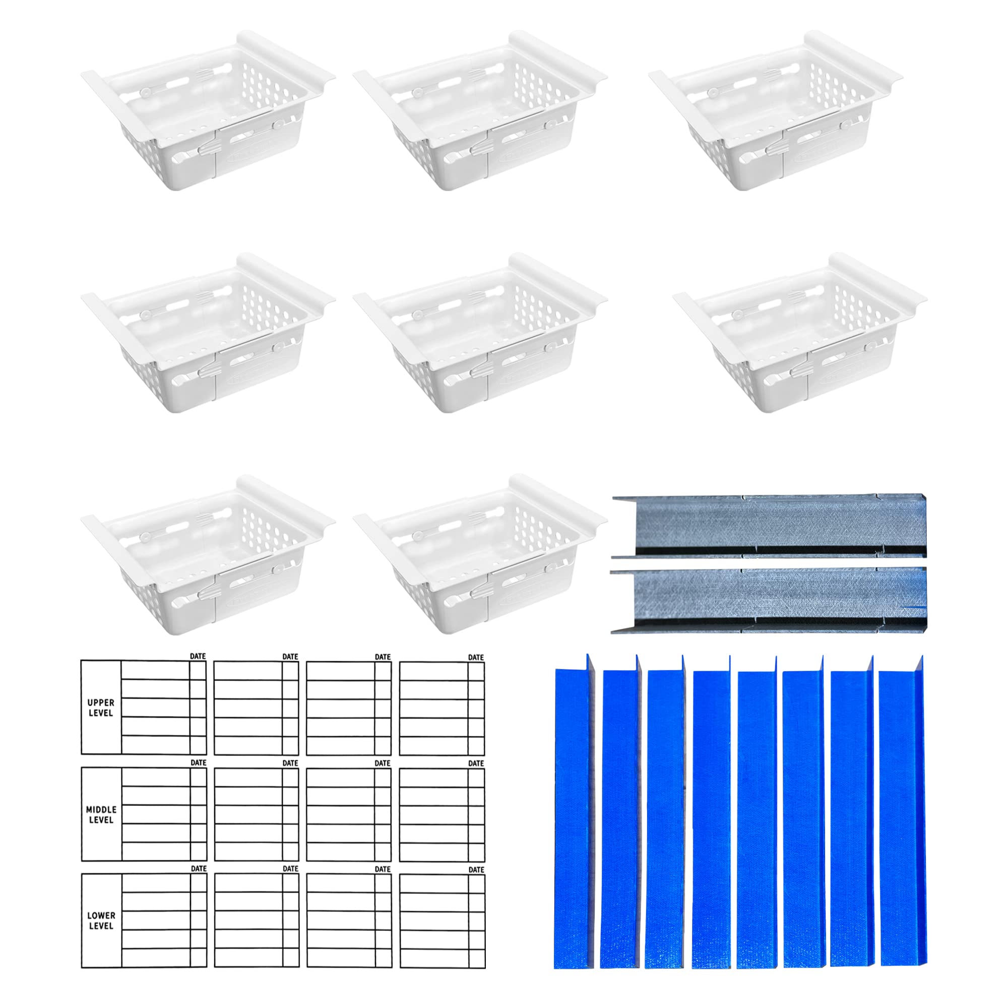 8-15 Cubic Feet Freezer Organizer System with 3-Tier Sliding Baskets, 8 Storage Bins & Magnetic Organizer - Perfect for Kitchen, Garage, or Basement Freezer Organization (Measure Your Freezer Before Purchase)