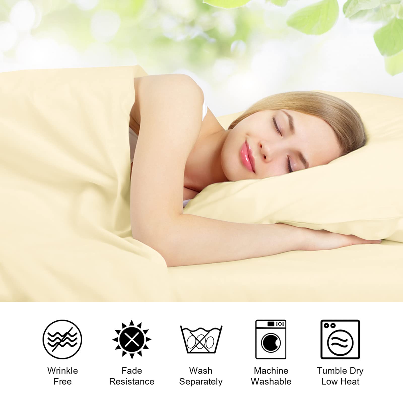 ILAVANDE 4-Piece King Size Beige Bed Sheet Set - 1800 Series Luxury Microfiber, Super Soft & Breathable, Wrinkle-Free with 14