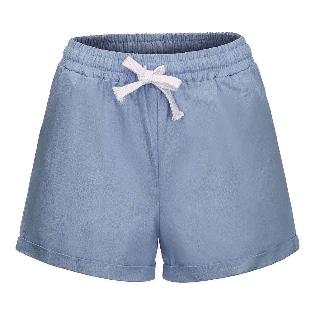 ahihie Women's Plus Size Shorts - Elastic Waist with Drawstring, Soft Cotton Linen Blend, Casual Comfort for Beach, Vacation & Summer Outfits
