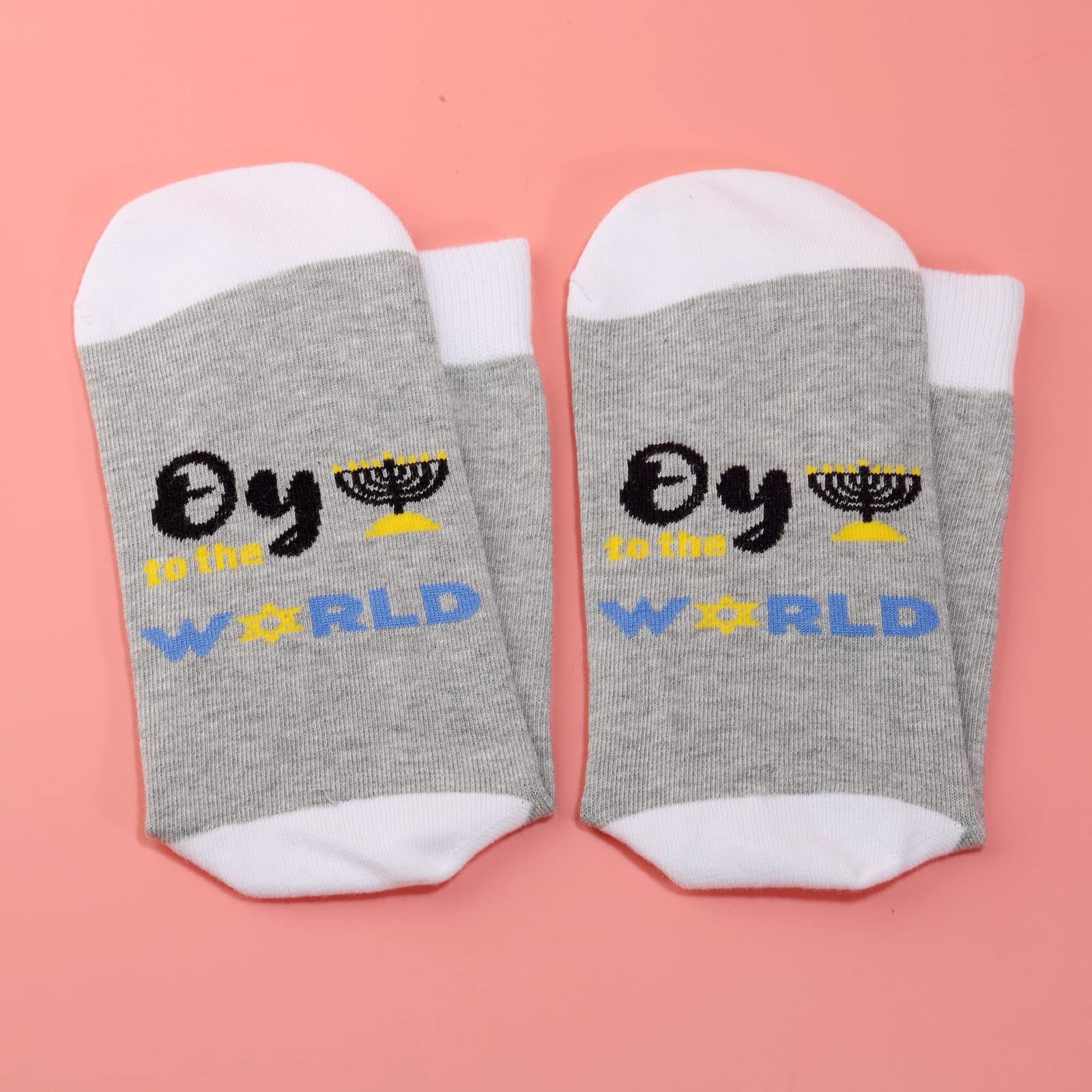 Funny Jewish Hanukkah Socks - Oy to The World Holiday Gifts for Men & Women - Perfect for Chanukah, Christmas & Winter Celebrations