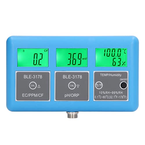 7-in-1 Digital Water Quality Tester Meter - pH, ORP, EC, CF, Temperature & Humidity Detector for Aquariums, Pools, Drinking Water | Home & Lab Water Testing Solution