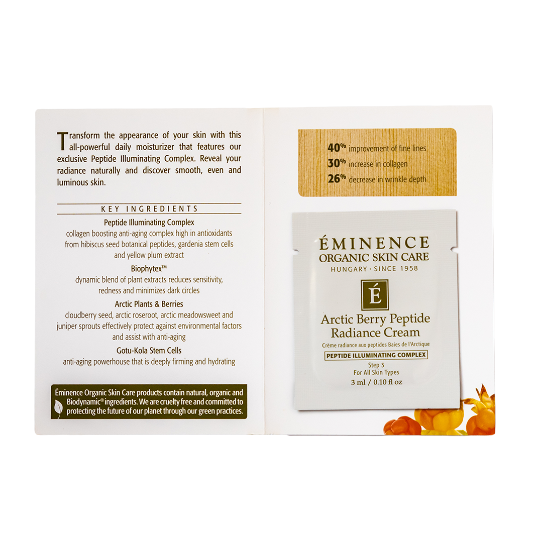 Eminence Organics Arctic Berry Peptide Radiance Cream - Anti-Aging Face Moisturizer for Glowing Skin | Day & Night Hydration for Dry, Sensitive & Mature Skin