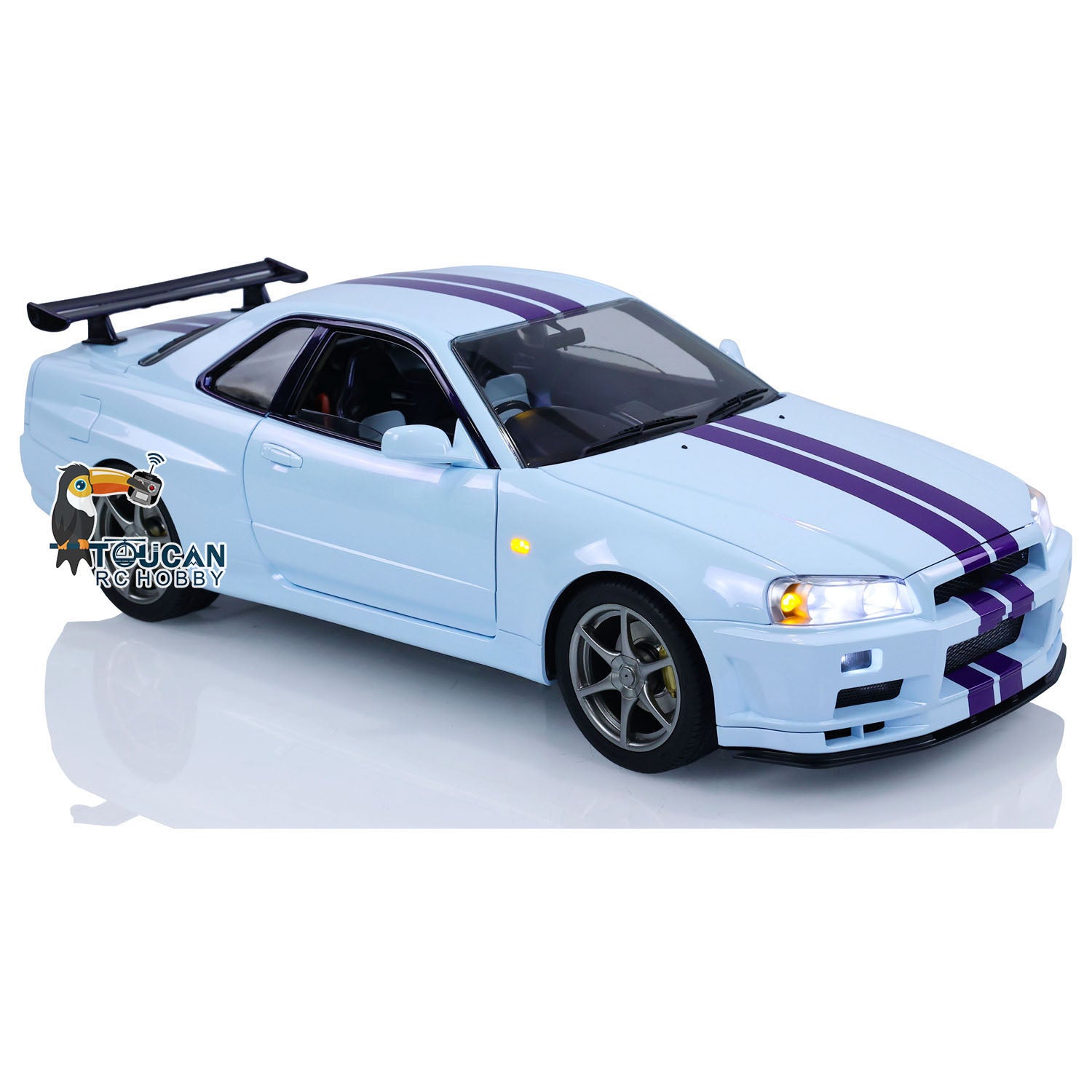1/8 Scale R34 RC Racing Car 4WD High Speed Remote Control Drift Car with Metal Chassis, Smoke & Sound Effects - Ready to Run (RTR) - Perfect for Off-Road Racing, Drifting & Backyard Fun