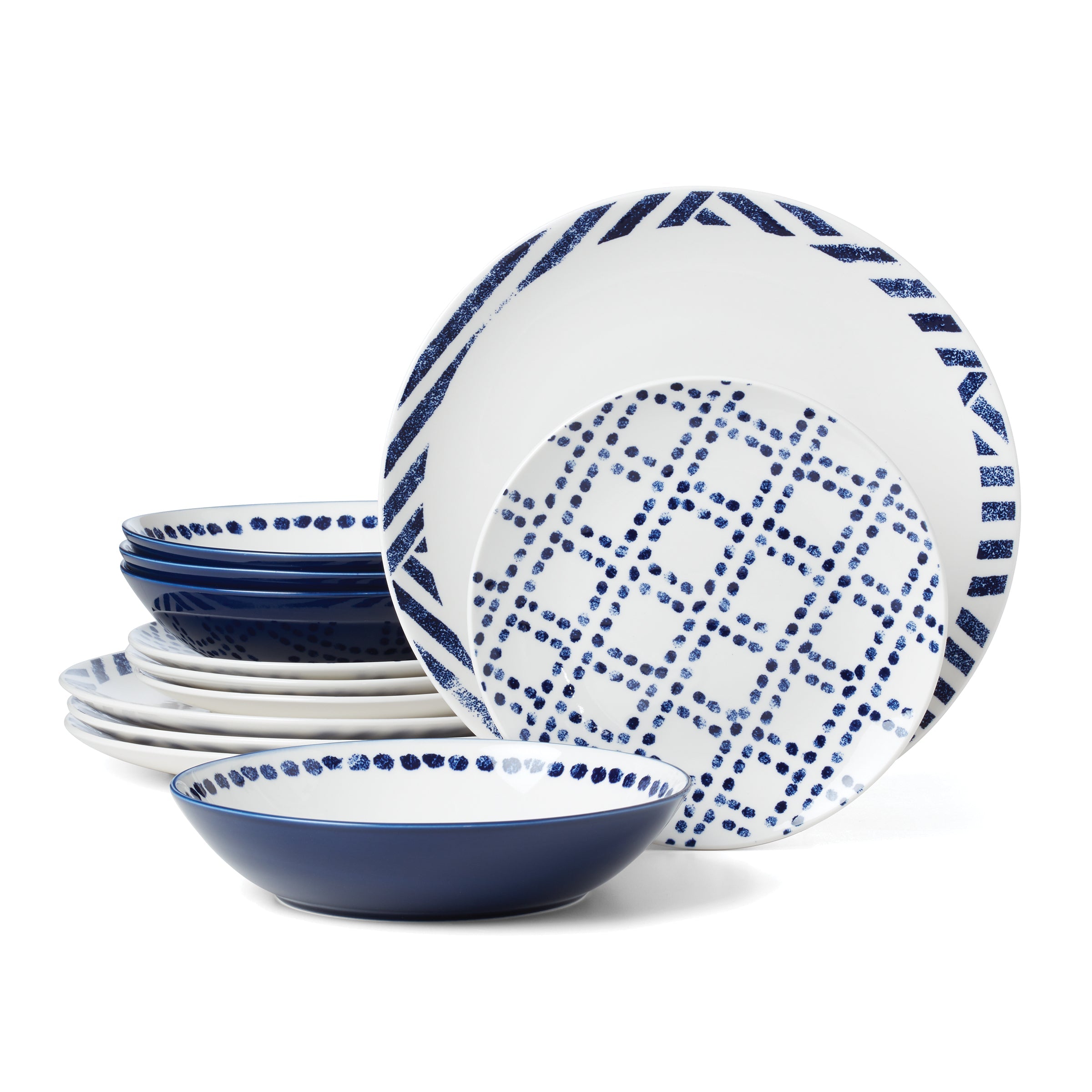 Premium 12-Piece Dinnerware Set - Porcelain Plates, Bowls & Mugs - Elegant Tableware for Family Dining, Dinner Parties & Restaurant Use