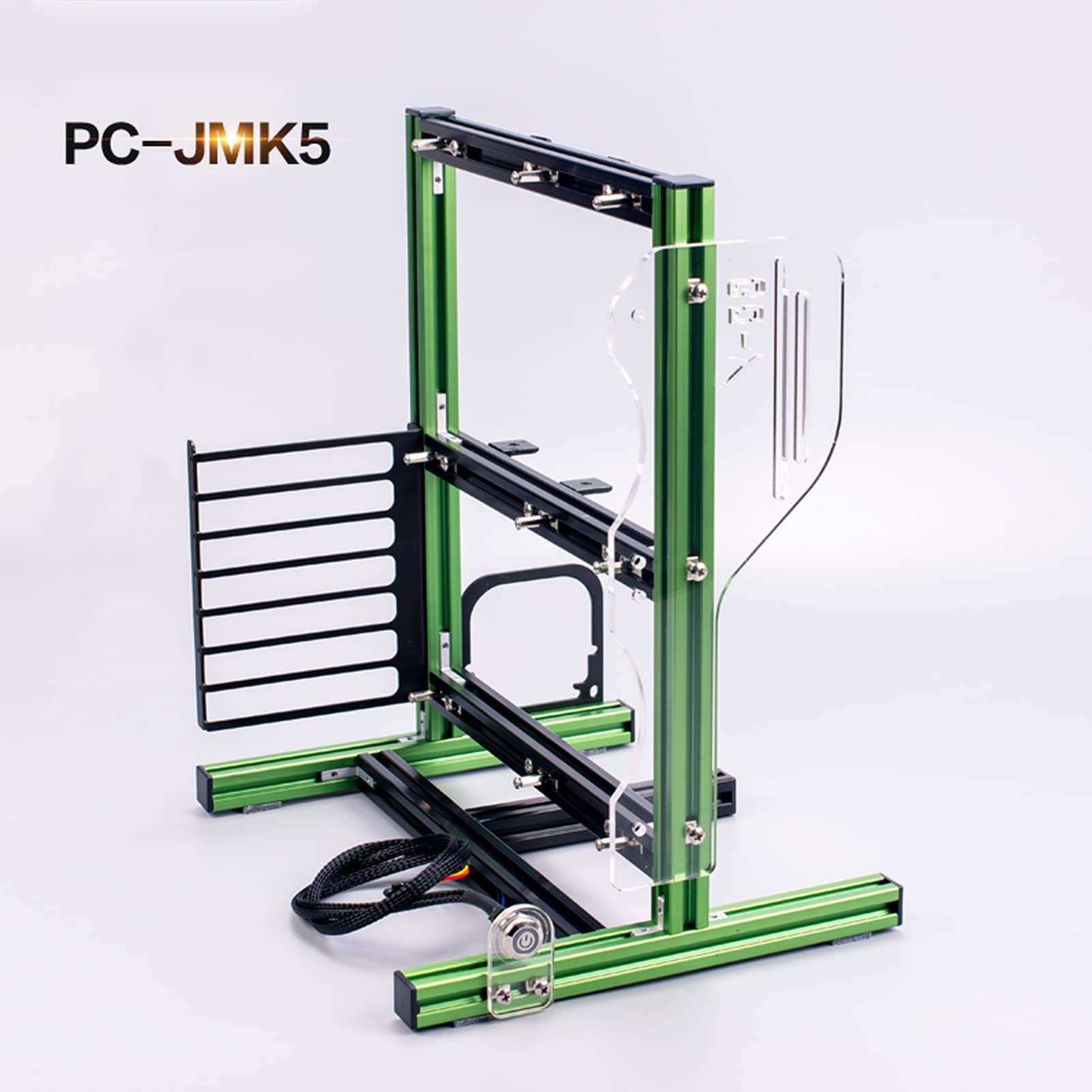 DIY ITX MATX ATX Open Air Computer Case - Aluminum Open Frame PC Test Bench with Vertical Motherboard Mount - Green & Black Chassis for Gaming Rigs & PC Building Projects - Perfect for Tech Enthusiasts & Custom PC Setups
