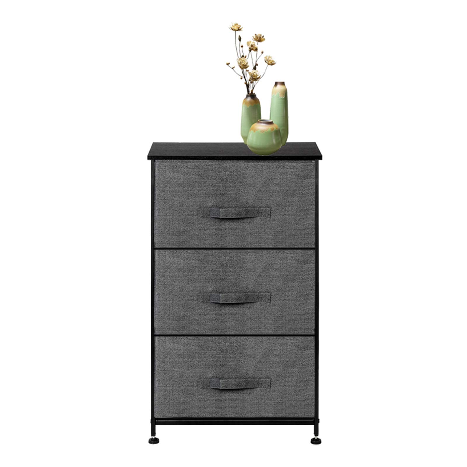 CIPACHO 3-Tier Closet Storage Organizer with 3 Fabric Drawers & Wooden Tabletop - Space Saving Organizer for Bedroom, Hallway, Entryway & Closet - Perfect for Storing Clothes, Shoes & Accessories (Grey)