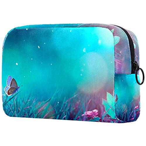 Butterfly in the Grass Makeup Bag - Waterproof Cosmetic Organizer for Women | Portable Travel Toiletry Case for Makeup Brushes, Lipsticks & Skincare | Perfect for Vacation, Gym & Daily Use