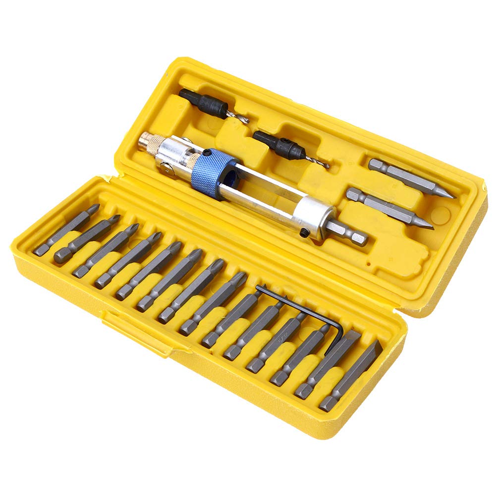 Axiba 20-Piece Half Time Drill Driver Multi Screwdriver Set - Updated Version with 16 Different Bit Heads & Countersink Bits - Perfect for Home Repairs, DIY Projects & Professional Construction Work