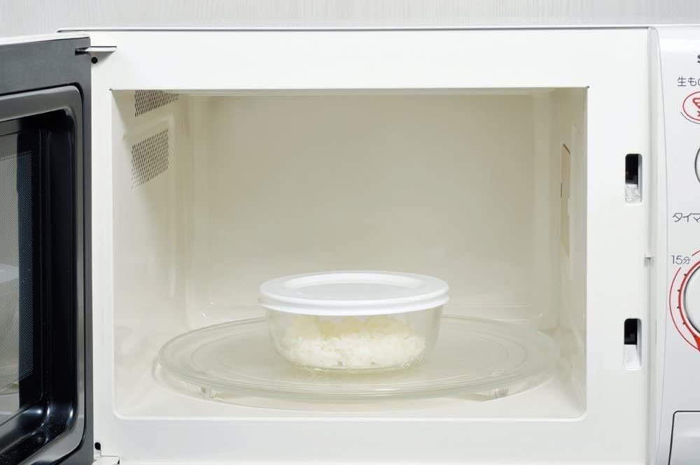 Iwaki KBC4140-W1 13.5oz (400ml) Heat-Resistant Glass Food Storage Containers - Set of 4 White Microwave & Freezer Safe BPA-Free Containers for Meal Prep, Leftovers, Rice Storage & Kitchen Organization