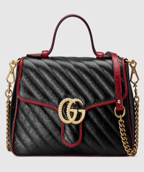 Gucci GG Marmont Small Top Handle Bag Black Cherise Matelassé Leather Shoulder Bag - Perfect for Work, Date Night & Everyday Luxury Fashion Accessory