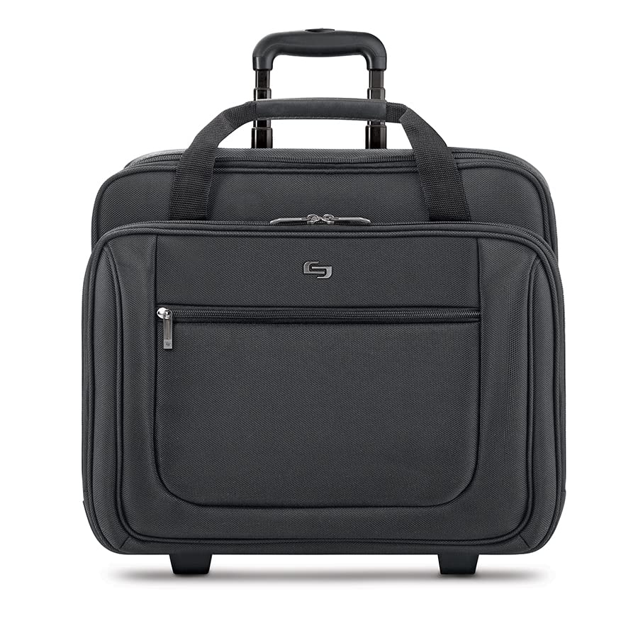 Solo Bryant Rolling Laptop Bag for Business Travel - Black 17 Inch Wheeled Computer Briefcase with USB Port | Perfect for Airports, Commuting & Office Professionals