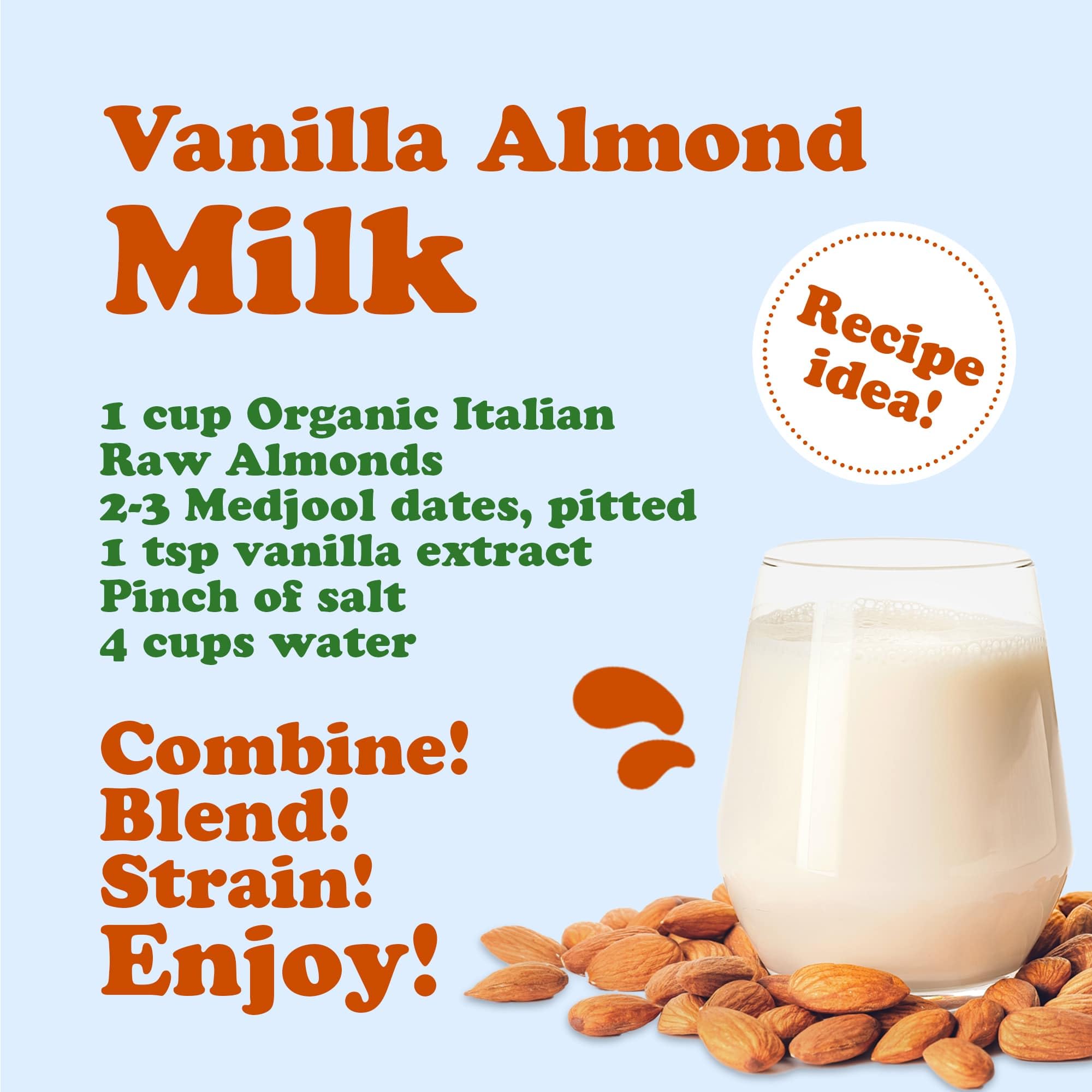 Food to Live Organic Almonds, 15 Pounds - Non-GMO, Whole, Raw, Shell-Free, Unsalted, Vegan, Kosher, Bulk | Keto & Paleo Friendly Snack | Rich in Vitamin E & Protein | Perfect for Almond Milk, Nut Butter, Baking & Healthy Desserts | Ideal for Smoothies, Salads & Meal Prep