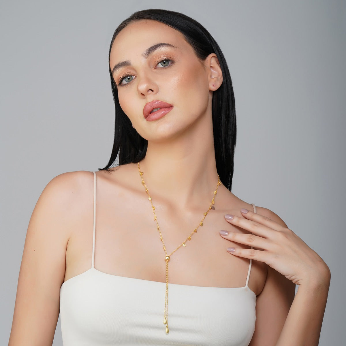 Elegant Delicate Path Lariat Necklace for Women - Dainty Gold Layered Chain Pendant - Perfect for Date Night, Wedding & Everyday Jewelry