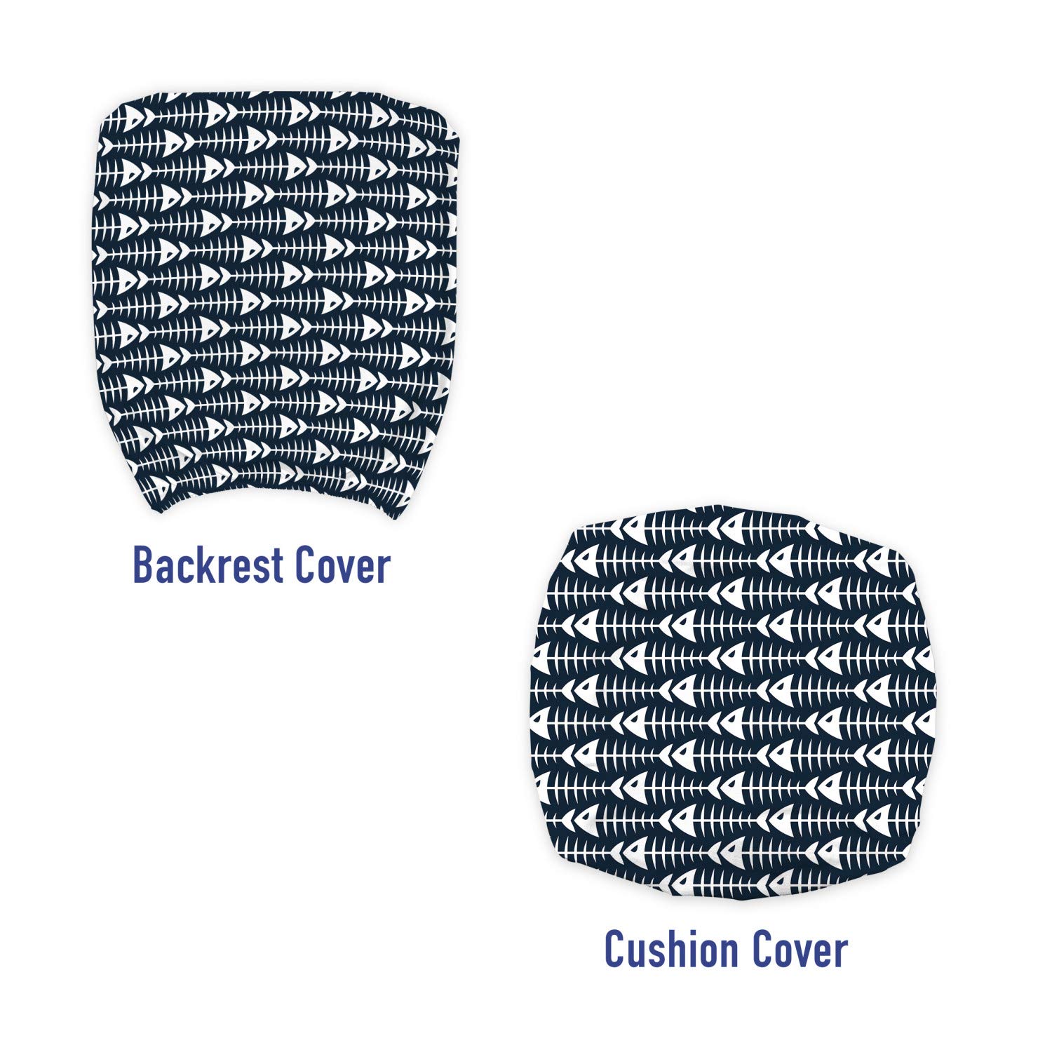 Ambesonne Animal Print Office Chair Slipcover - Fish Bone Skeleton Pattern, Underwater Theme Stretchable Washable Fabric Cover (Standard Size, Petrol Blue & White) | Perfect for Home Office, Gaming Chair, or Study Room Decor