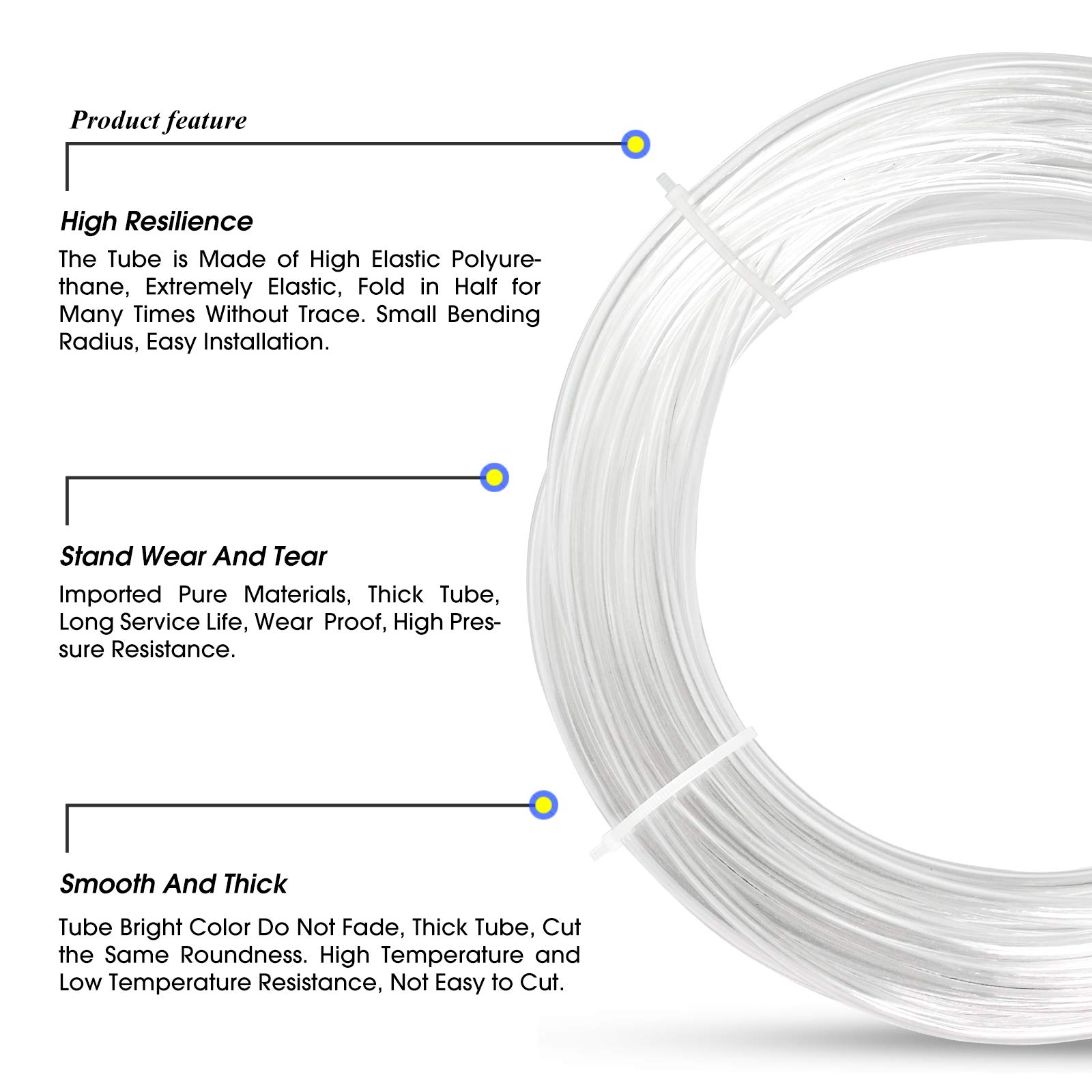 TAILONZ PNEUMATIC 1/2 Inch OD 10 Meters Clear PU Air Hose - High Pressure Flexible Tubing for Air Compressor, Spray Gun, Pneumatic Tools & Fluid Transfer - Ideal for Industrial, Automotive & DIY Projects