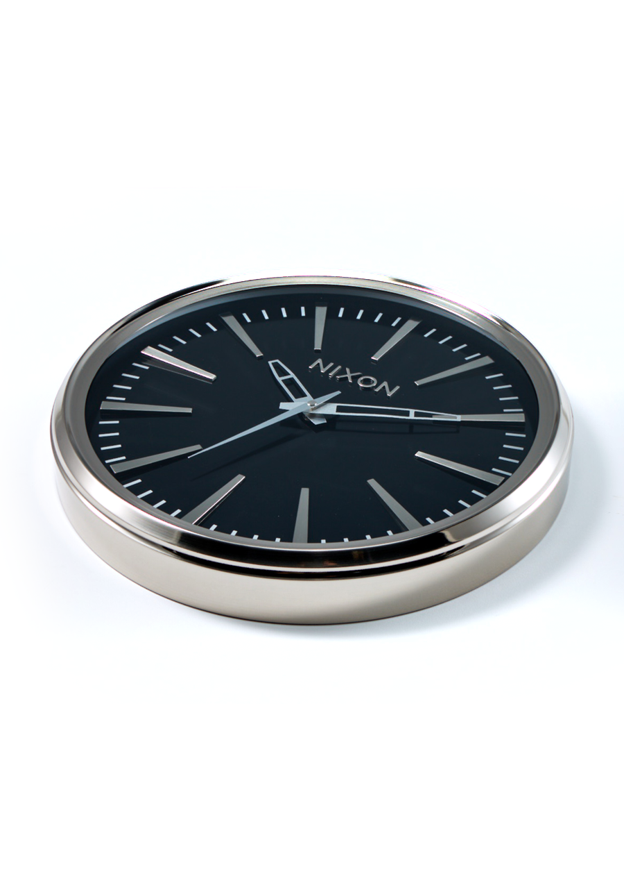 Sentry Wall Clock - Large Modern Black Silent Non-Ticking Battery Operated Clock for Home, Office, and Classroom Decor