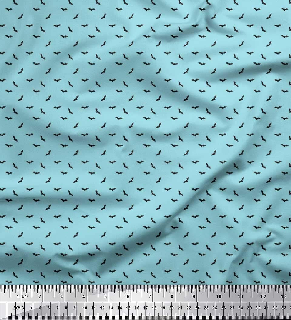 Soimoi 100% Cotton Poplin Fabric - Blue Bat Bird Print - 42 Inch Wide - Perfect for Quilting, Dressmaking & DIY Crafts - Whimsical Charm Printed Fabric by The Yard