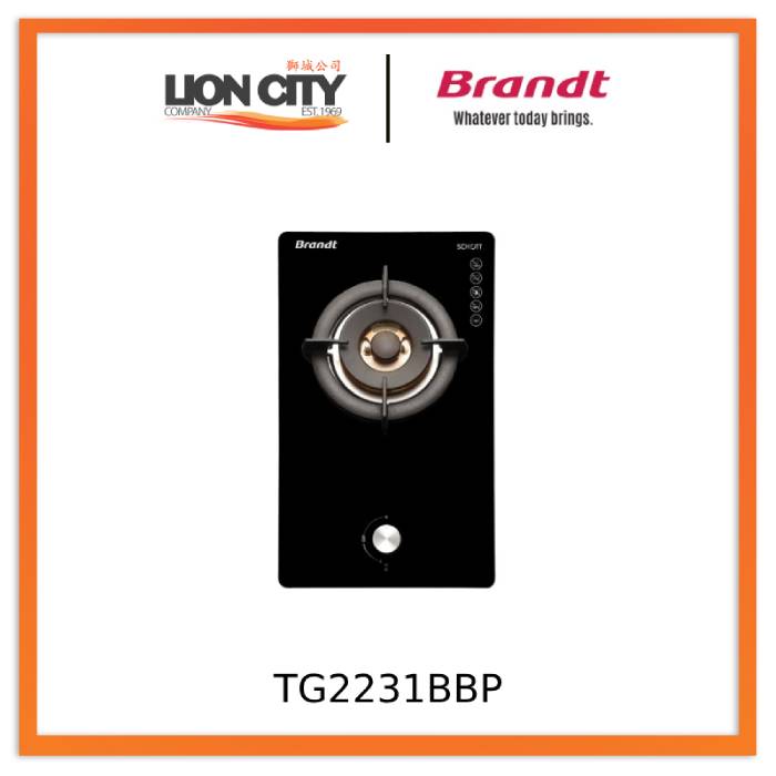 Brandt TG2231BBP 30cm Black Gas Hob with Battery/Electric Ignition - Perfect for Modern Kitchens, Apartments & RVs