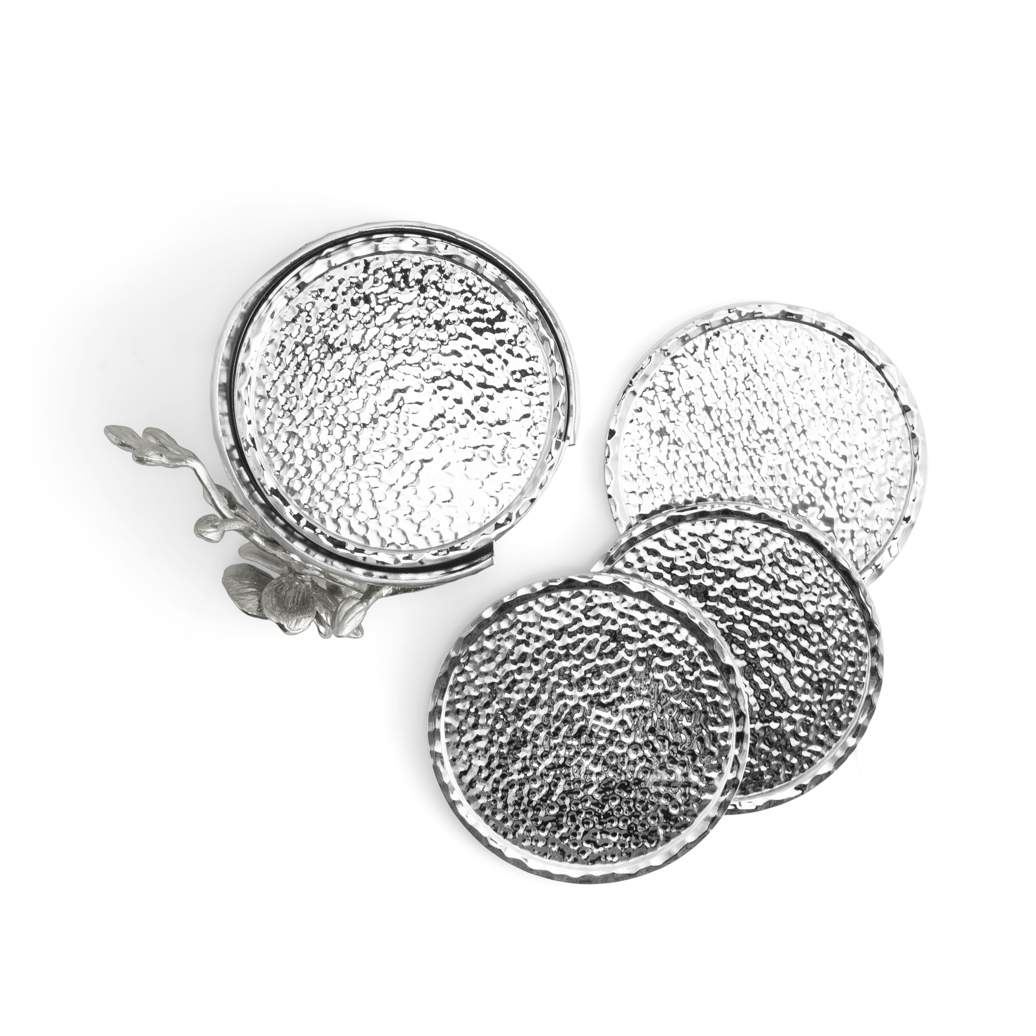 Premium White Orchid Drink Coaster Set - 6-Pack Absorbent Cork Coasters for Hot & Cold Beverages - Perfect for Home, Office, and Party Use