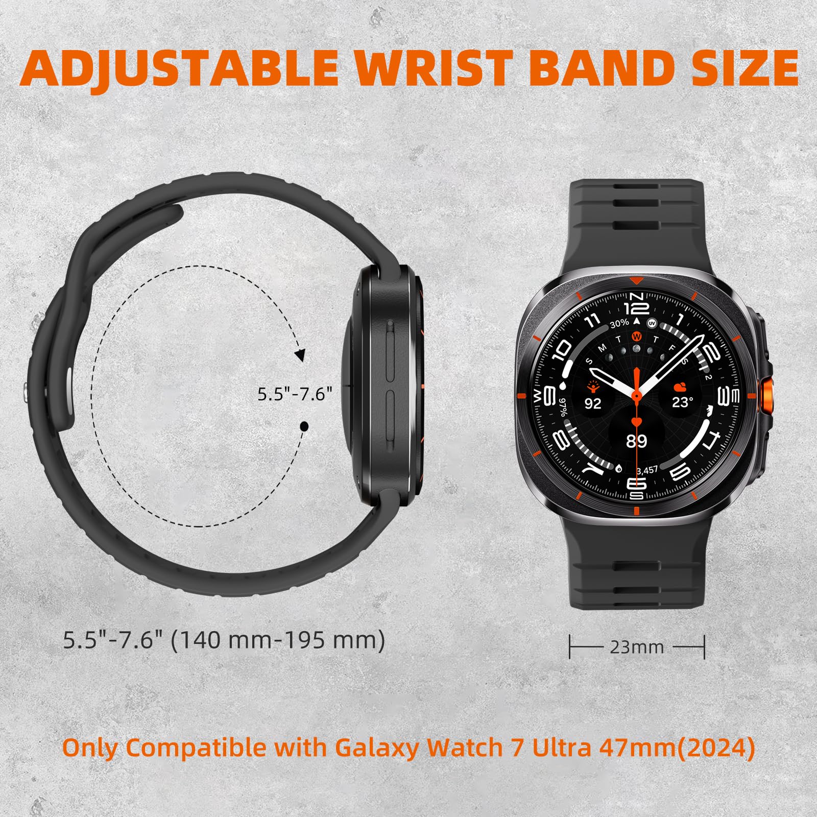 Odbeai Sport Band for Samsung Galaxy Watch Ultra 47mm - Soft Silicone, Breathable, Waterproof Replacement Strap for Men | Perfect for Running, Swimming & Workouts